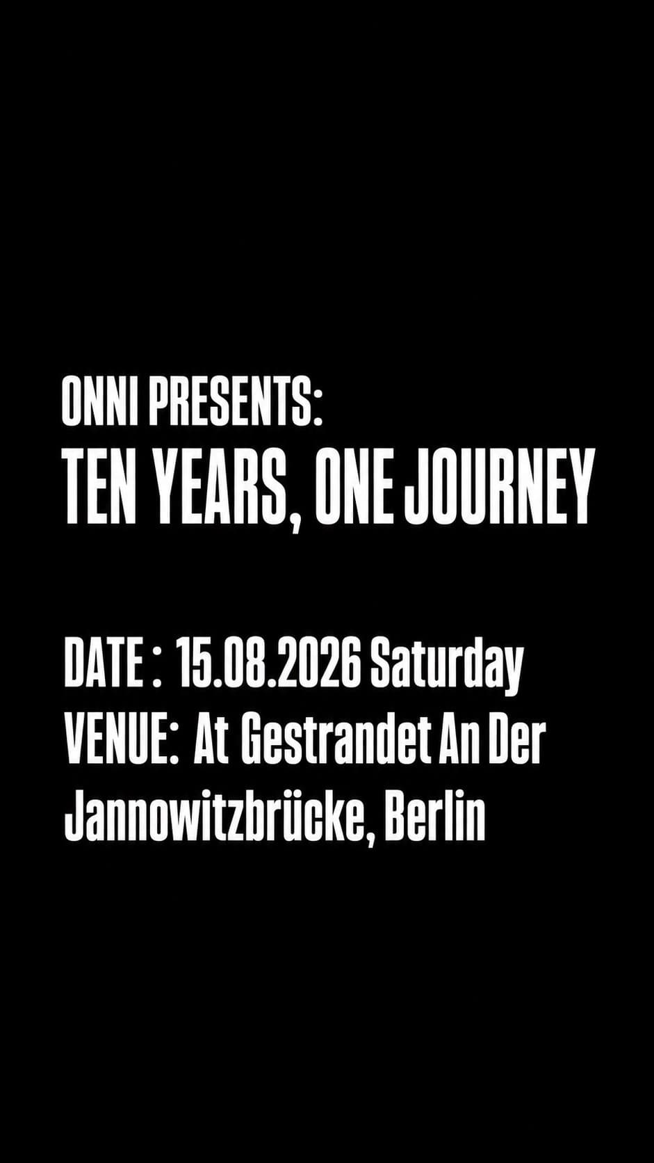 Onni presents: Ten Years, One Journey - Open Air