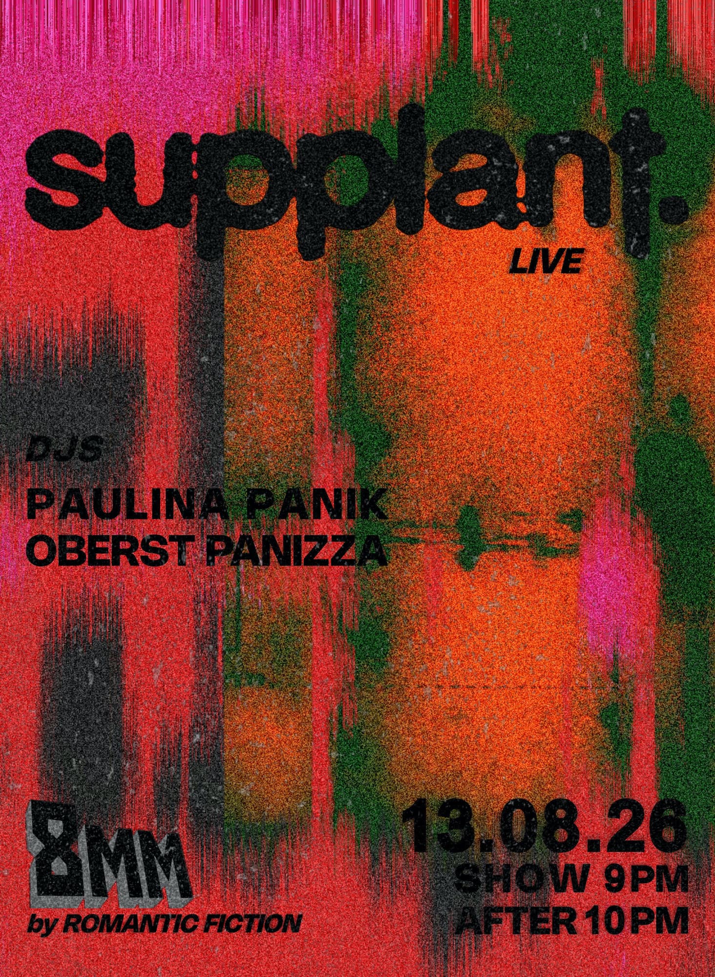 Romantic Fiction & 8MM present: SUPPLANT live