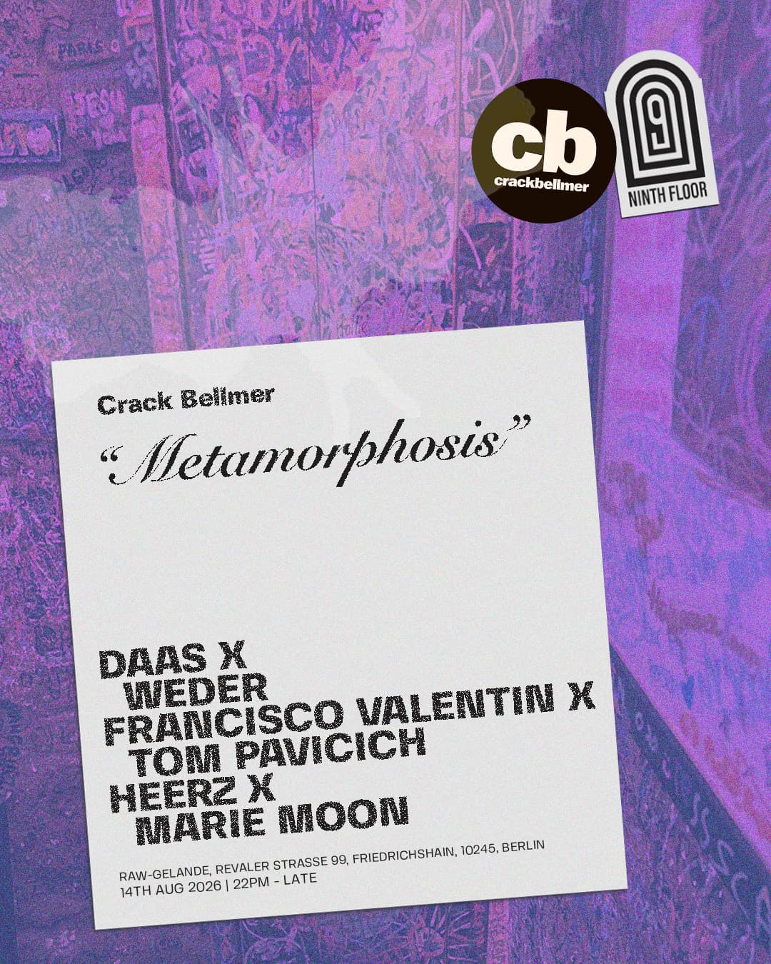 'Metamorphosis' x 9th Floor: Francisco Valentin, Tom Pavicich, WEDER, heerz, DAAS, Marie Moon