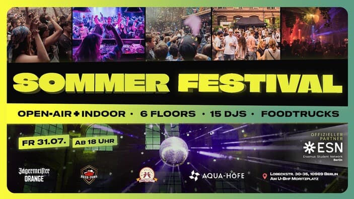 Sommerfestival | 4.000 Studis | Open-Air & Indoor | 6 Floors | Open-Air Floor | 15 DJs