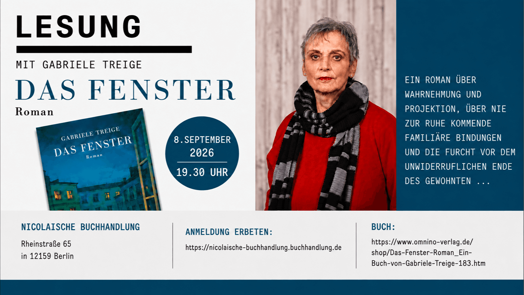 Lesung & Gespräch mit GABRIELE TREIGE