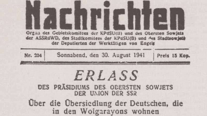 Vor 85 Jahren: Deportation der Deutschen in der Sowjetunion 1941.